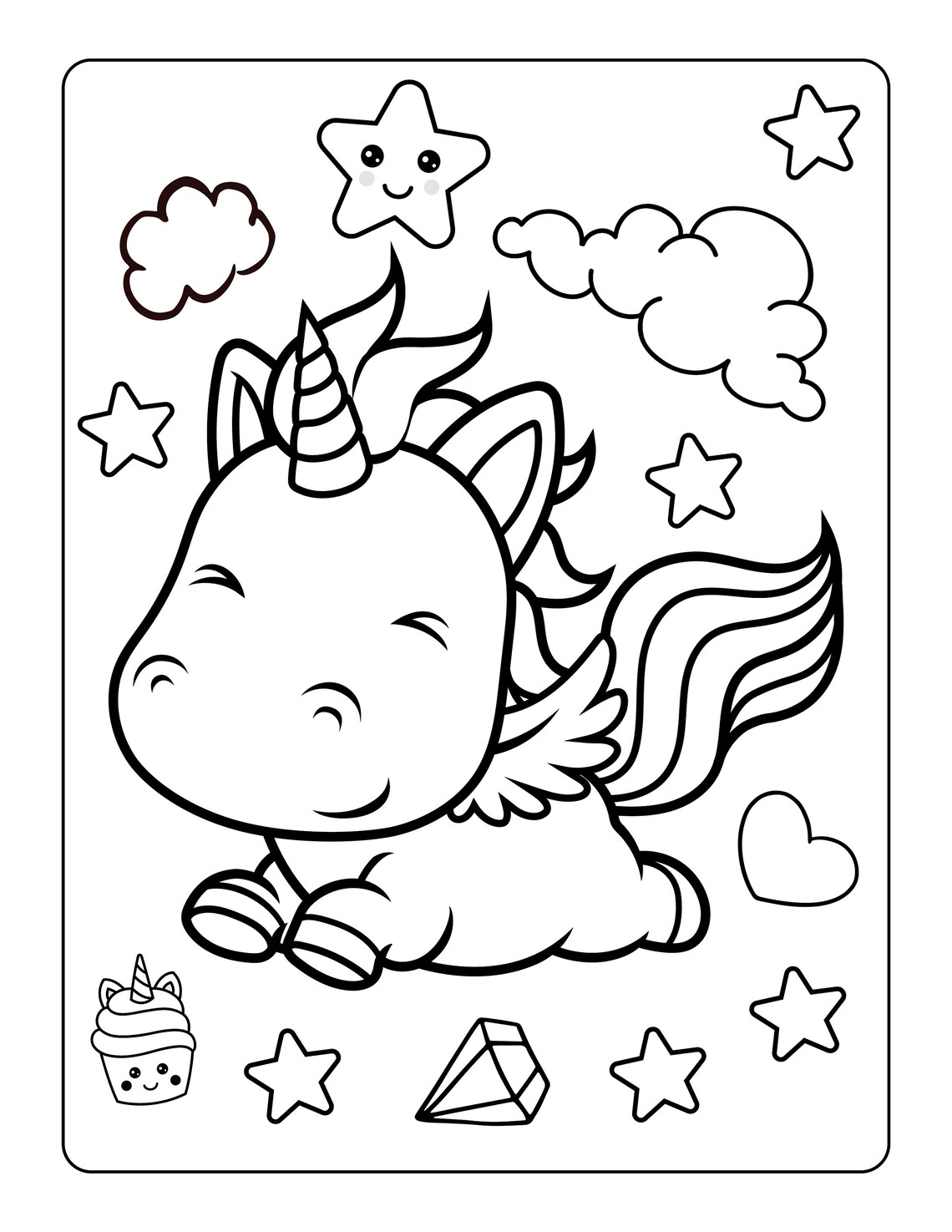 50 Printable Unicorn Coloring Pages - Etsy