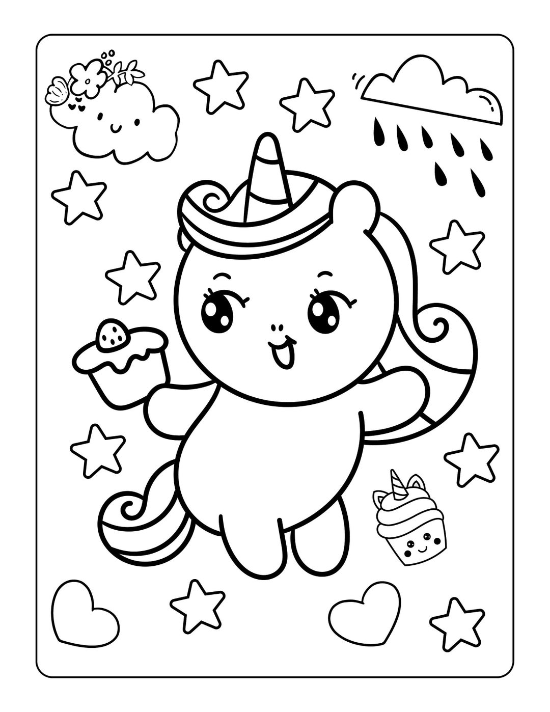 50 Printable Unicorn Coloring Pages - Etsy