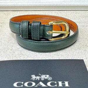 Vintage Coach Forest Green Leather Belt: Size 34/85, Women display picture 1