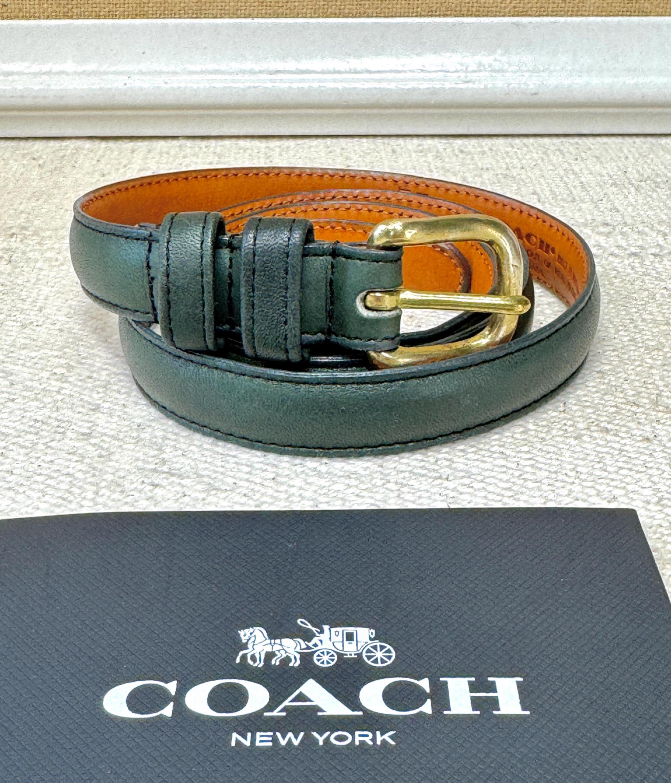 Vintage Coach Forest Green Leather Belt: Size 34/85, Women