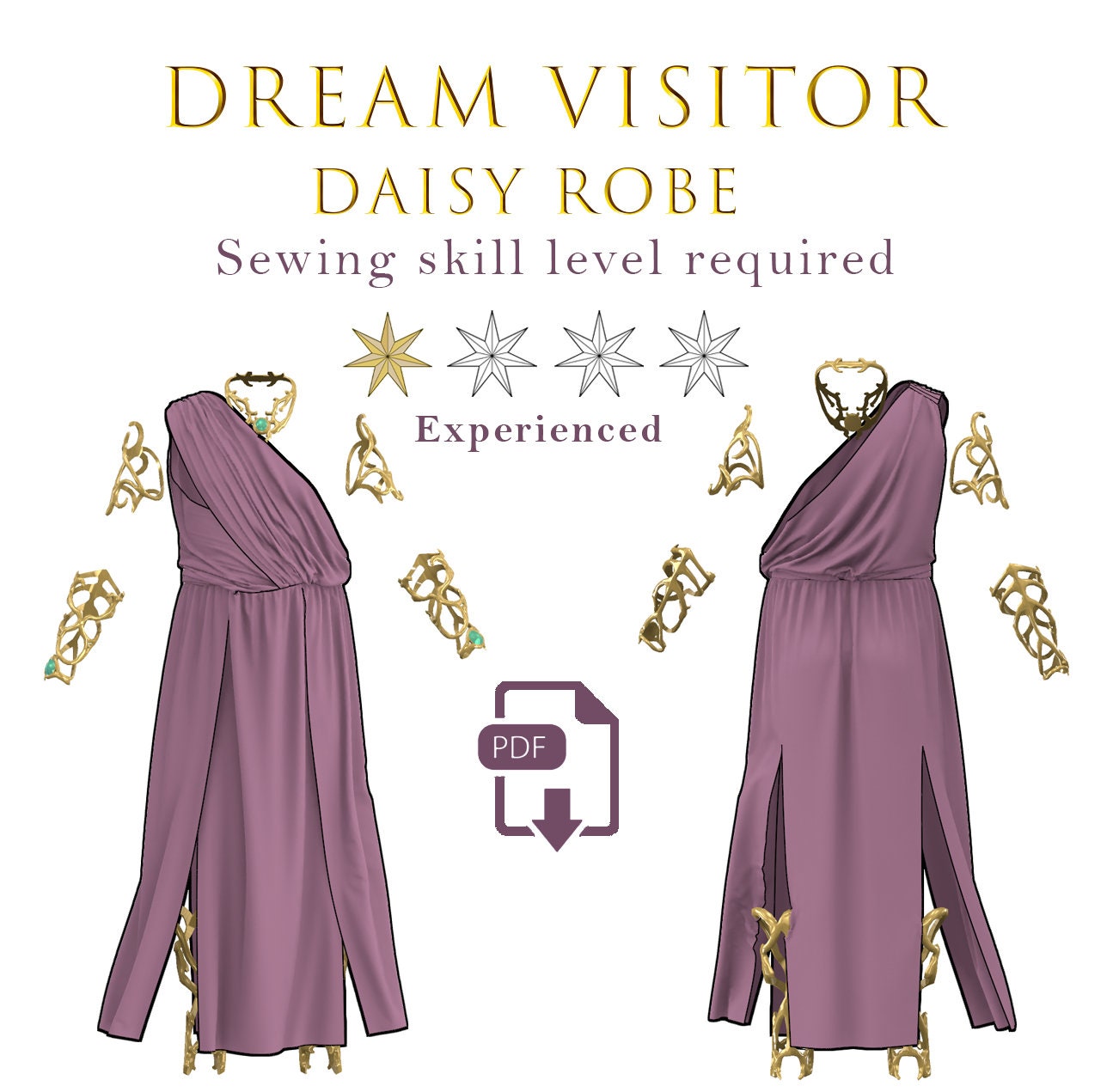 Dream Visitor Dress Elegant With Daisy Robe Pattern and Accessories