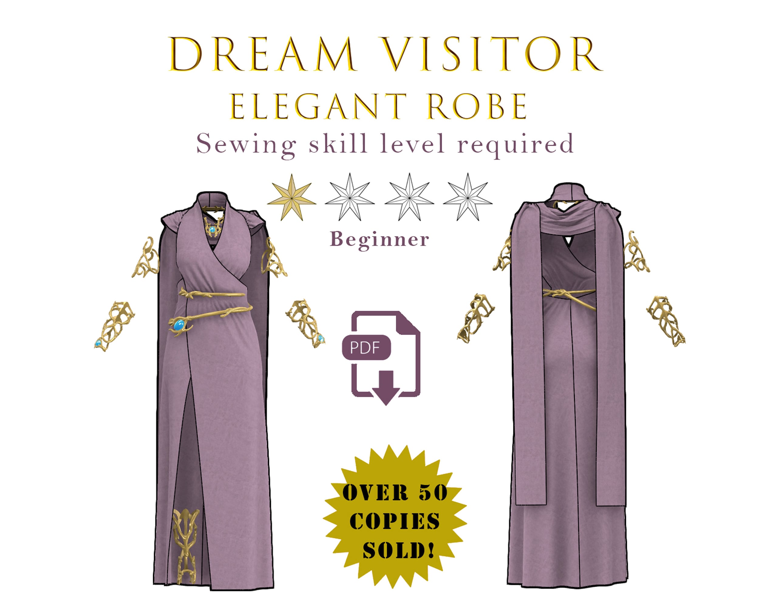 Dream Visitor Dress Elegant with Daisy Robe Pattern and Accessories