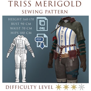 Triss Merigold The Witcher 2 Costume Pattern with Accessories