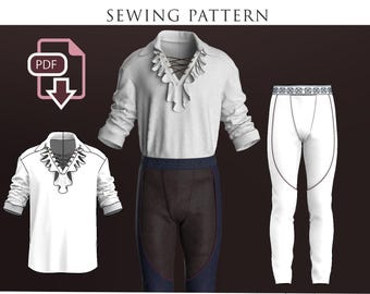 Vampire Elf Outfit Gothic Shirt Blouse and Pants