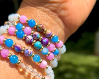 Bracelet en perles de jaspe impérial kyanite opalite