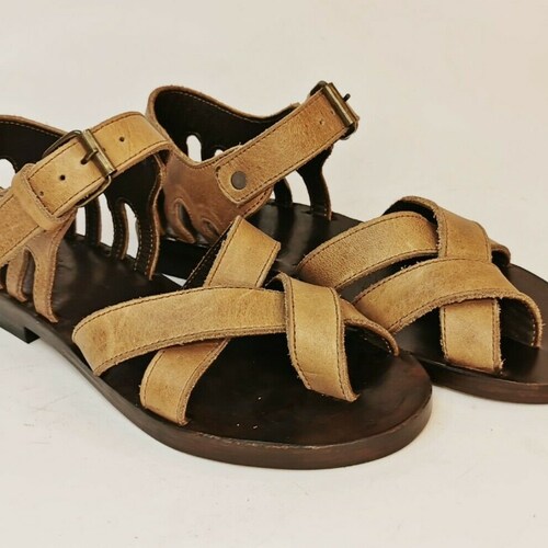 JOJO #105 Sandal shoes Handmade leather Ankle Buckles shops Size US 5-6-6.5-7.5-9-10