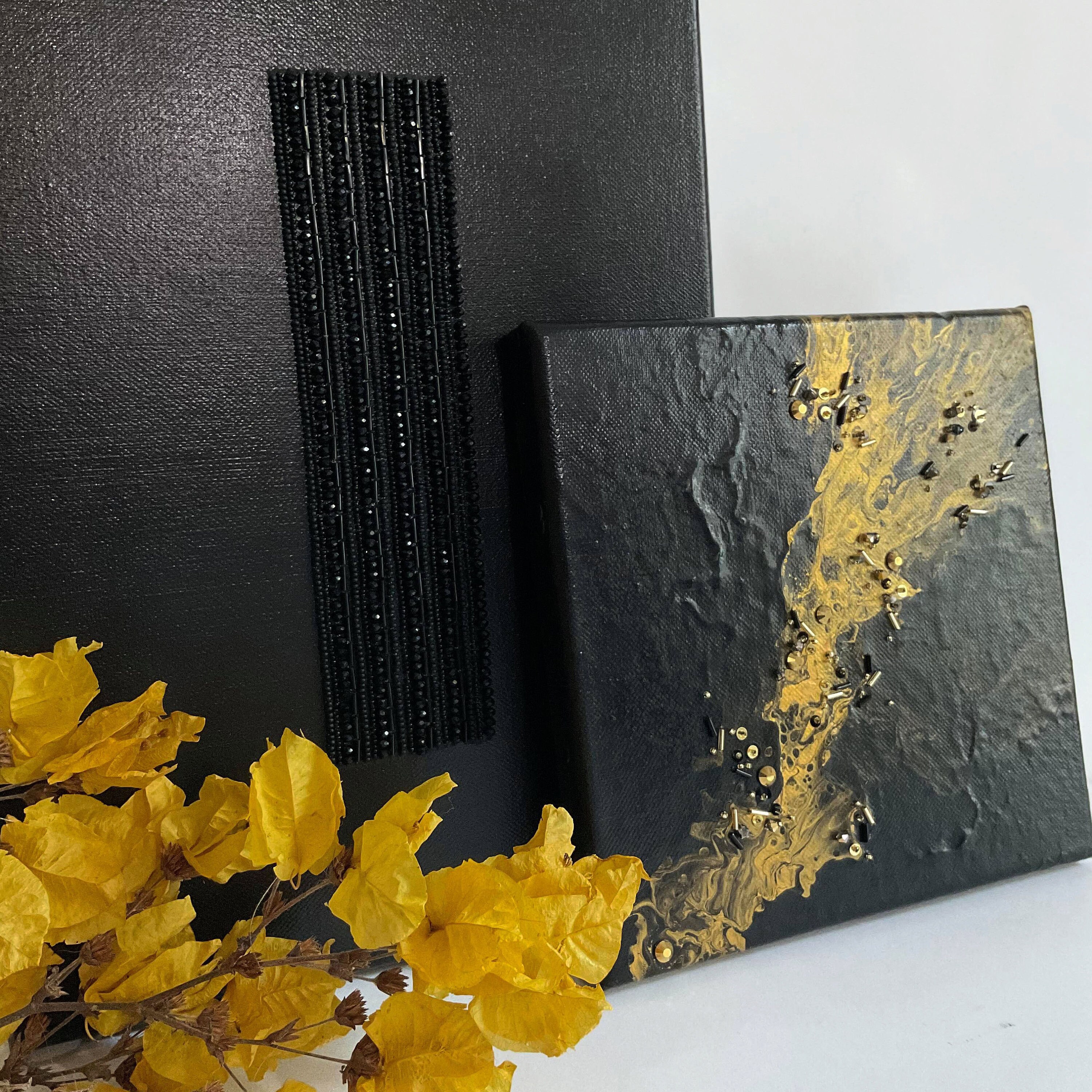 Peinture sur Toile avec Broderie Unique Haute Couture Pour Décoration Murale