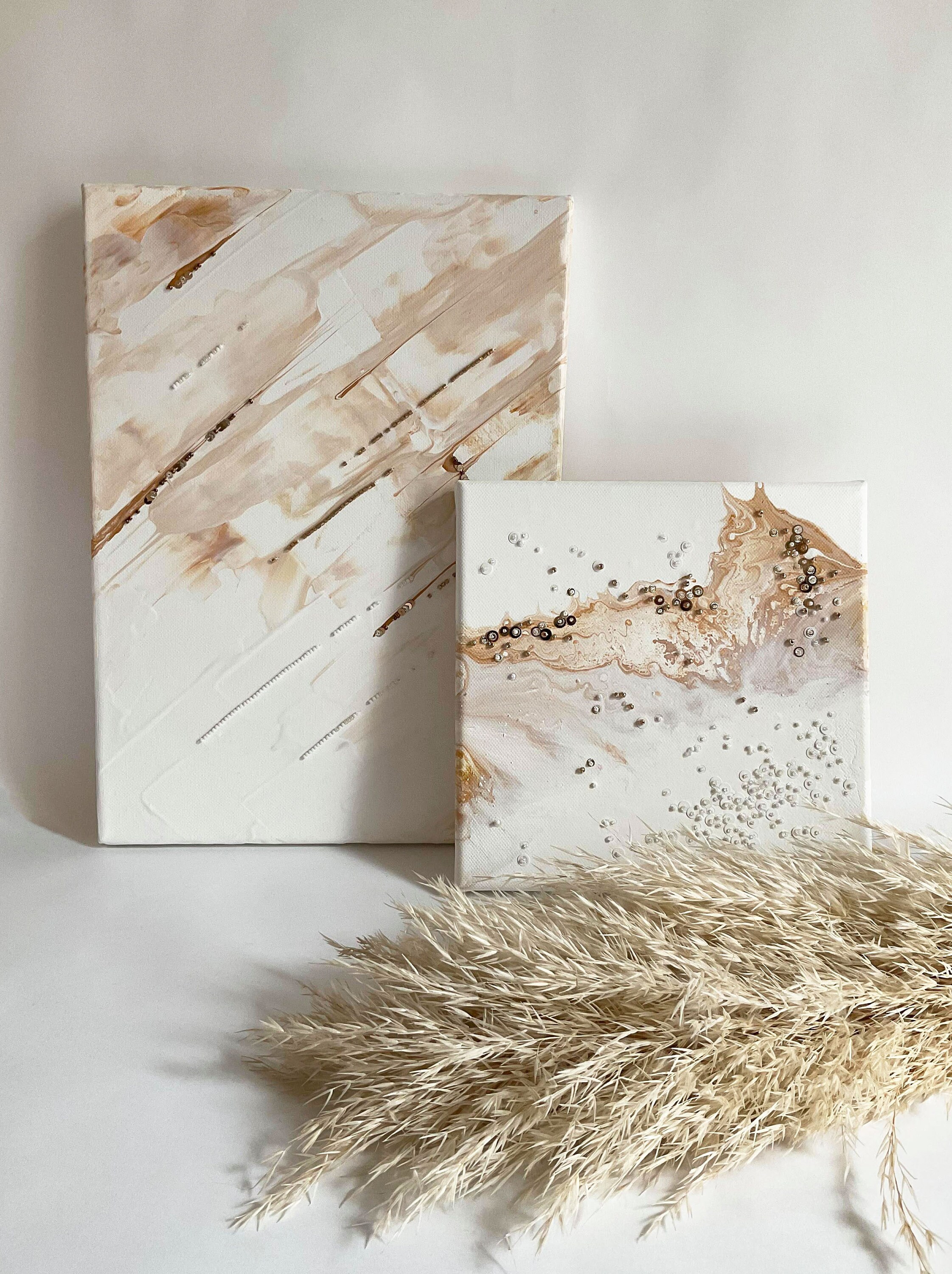 Peinture sur Toile avec Broderie Contemporaine Haute Couture Pour Décoration Murale