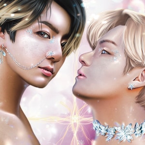 Vkook Taekook / BTS NamKook Jikook Jimin art print fanart A5 drawings