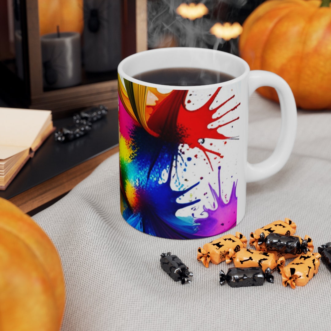 Artistic Paint Splatter Mug Colorful Paint Splatter Coffee Etsy