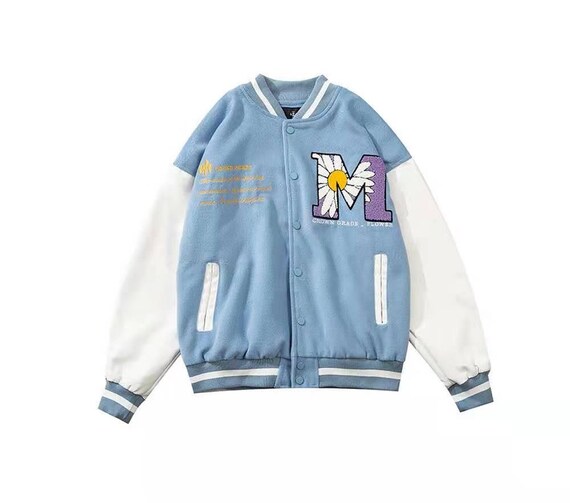 Baby Blue Varsity Jacket  Los Angeles Letterman Jacket - Jackets