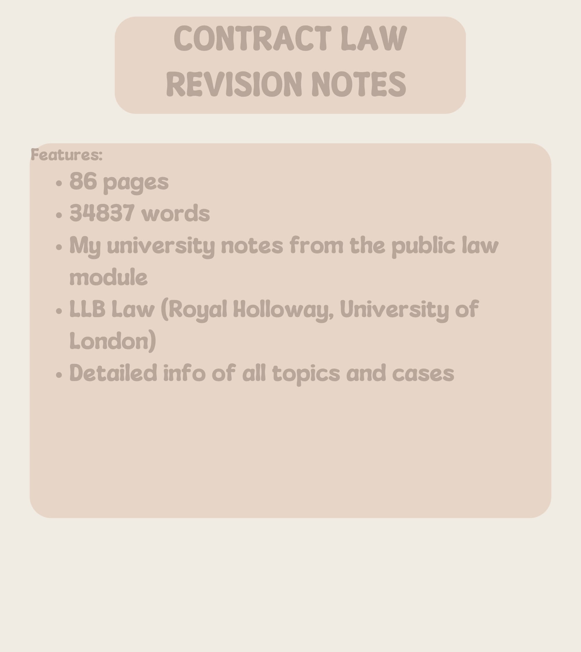 Contract Law Notes (LLB Law of Contract) - Etsy UK