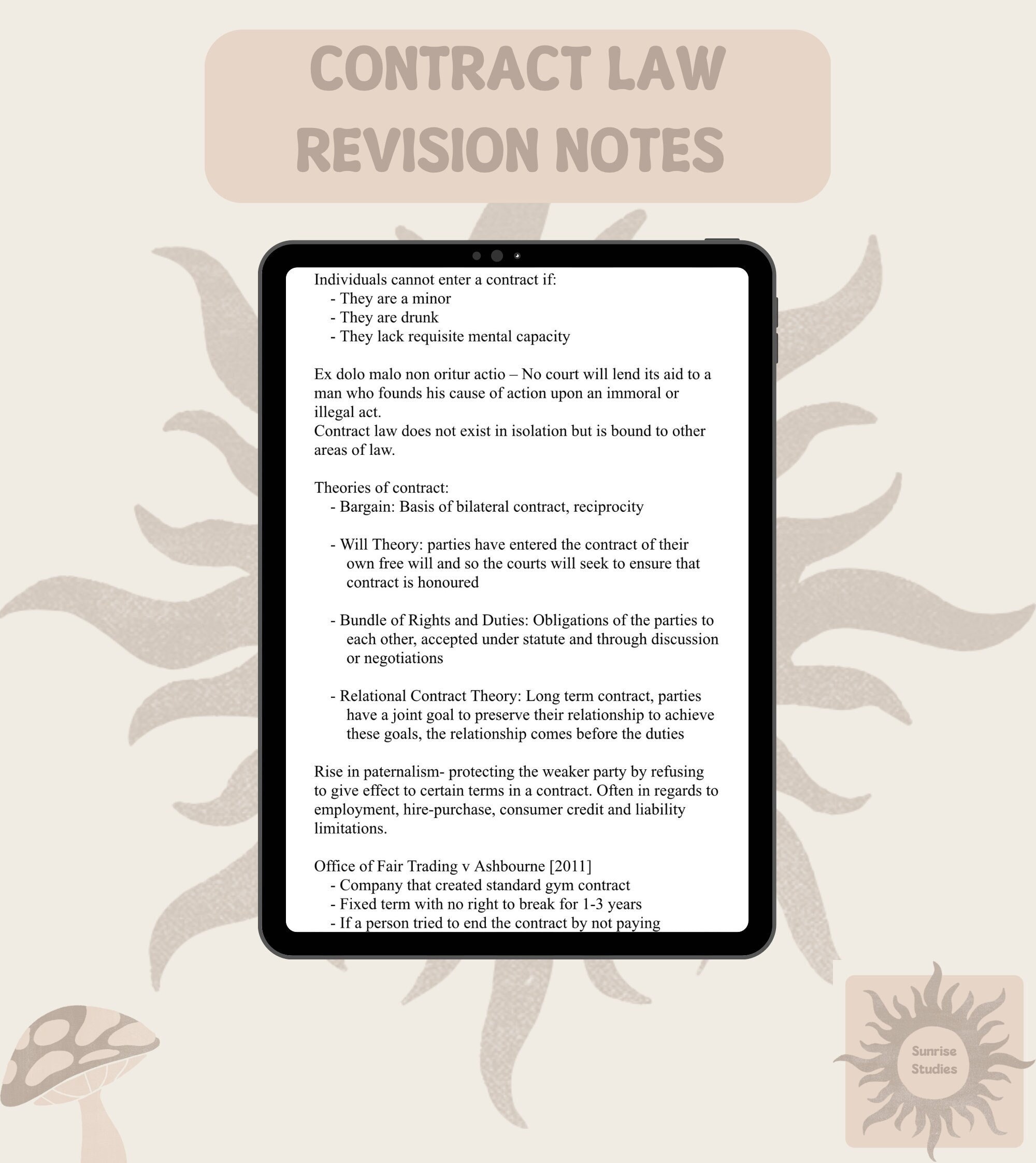 Contract Law Notes Llb Law Of Contract Etsy Uk