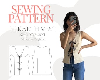 Hiraeth Vest PDF-naaipatroon | Maat Inclusief XXS - XXL | Beginnersvriendelijk | Schriftelijke en video-instructies | Zomergarderobecollectie
