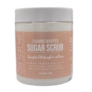 Sinarie Foaming Whipped Sugar Scrub – 8 oz | Gentle Exfoliant with Mango Butter & Coconut Oil for Smooth, Glowing Skin