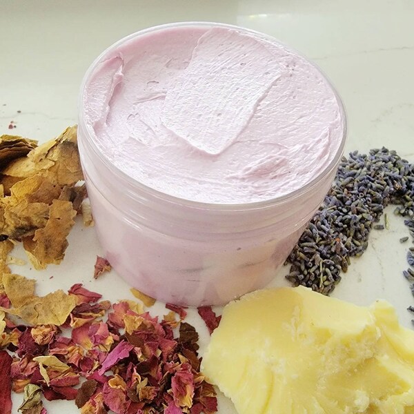 Organic Whipped Body Butter | Lavender + Rose | Organic Cocoa Butter | Organic Shea Butter Body Butter| Gift for mom | Gifts for him | Gifts