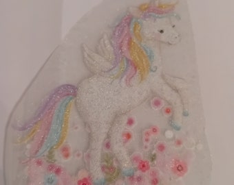 Glitzer Bügelbild Einhorn