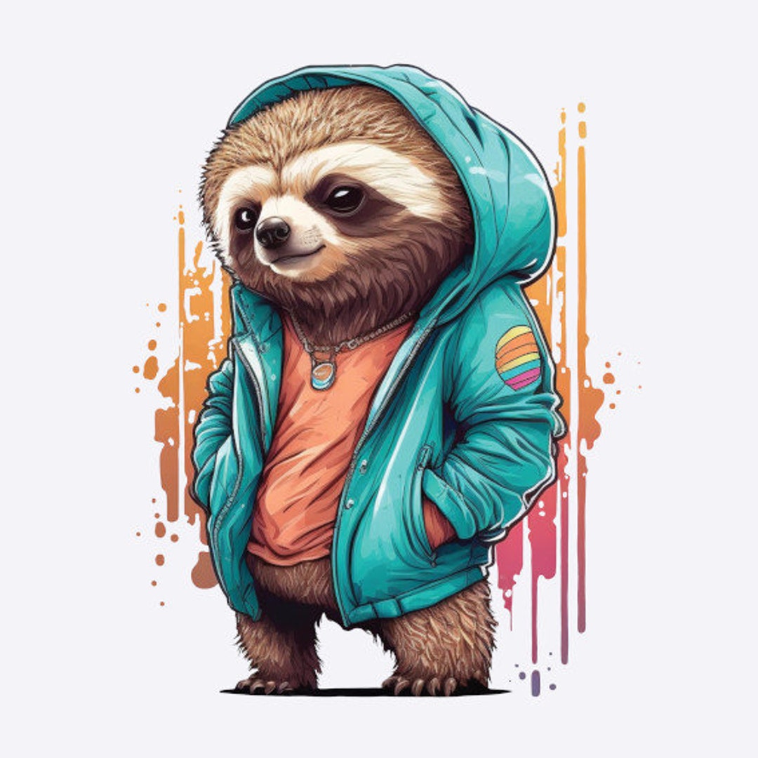 Iron-on Picture Cool Sloth - Etsy