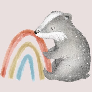 Iron-on picture badger rainbow