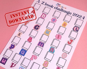 A-Z Reading Challenge, Reading Challenge Poster, 2024 TBR, Reading Tracker, Book Lover Gift, Bookworm Present, Bookish Merch