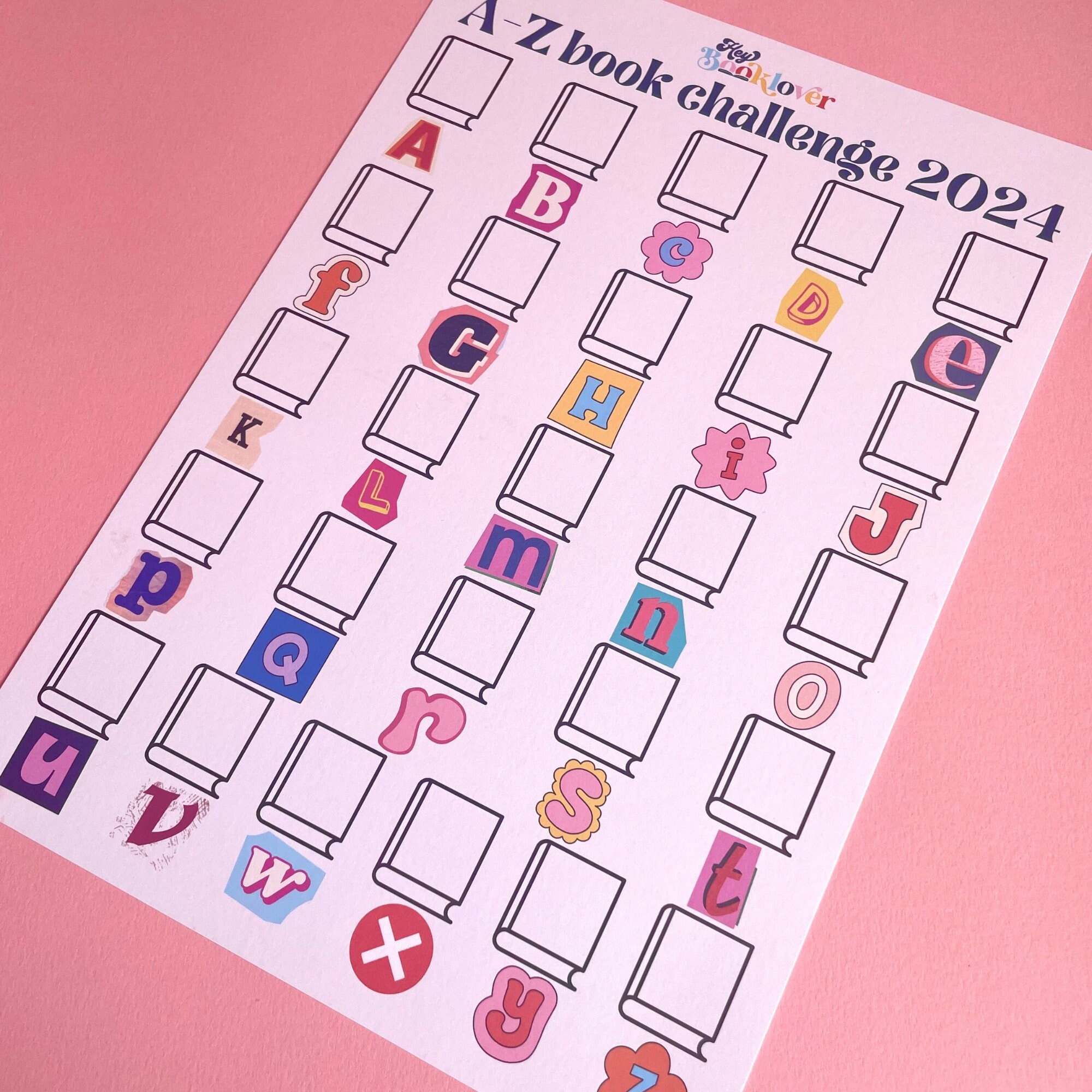 Reading Challenge Poster, AZ Reading Challenge, 2024 TBR, Reading