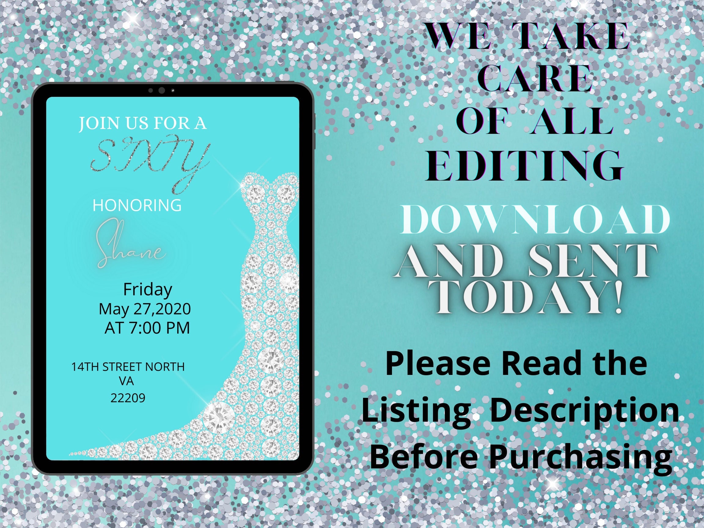 Happy Birthday , Einvite. Digital Phone Invitation , Downloadable