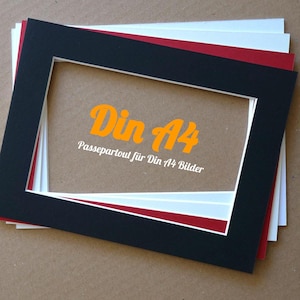 Din A4 Passepartout, Passepartout-Karton in Museumsqualität, passend für Bilder im Din A4 Format, mit 45 Grad Schnittkante, 1,4 mm Stärke