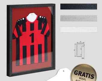 Object frame jersey frame VARIO 36 mm depth made of solid wood for framing shirts, flowers, etc. FREE hanger from size 50 x 70 cm
