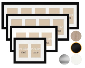 Monza collage frame for 13 x 18 cm pictures with matching passe-partout cutouts, various colors, wooden picture frame made in Germany