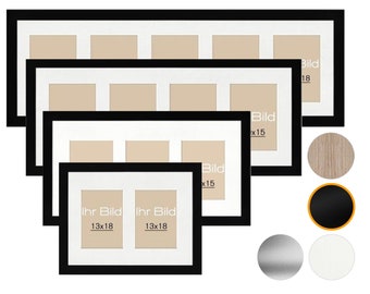 Rahmen Collage Monza für 13 x 18 cm Bilder mit passenden Passepartout Ausschnitten, verschiedene Farben, Holzbilderrahmen aus Deutschland