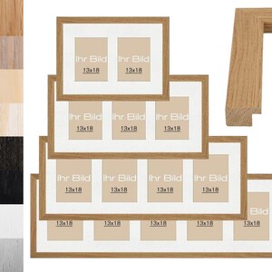 Collage Clara picture frame for 13 x 18 cm pictures with matching passe-partout cutouts, made of solid wood, wooden picture frame from Germany