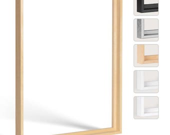Shadow gap frame HAMBURG, solid Abachi wood, lacquered, for canvas pictures, in various sizes, made in Germany