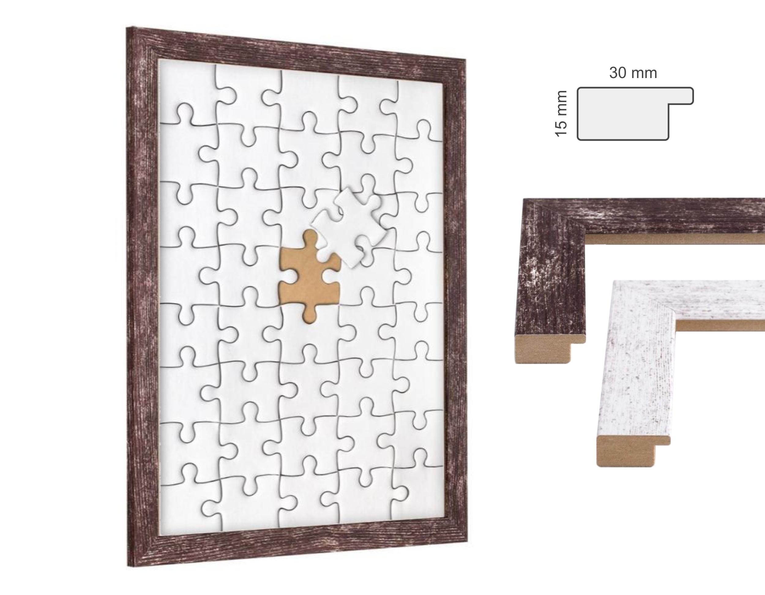 Kit de marco de rompecabezas de 13 x 39 pulgadas con hojas de pegamento,  marco de fotos tradicional marrón claro, madera real con frente acrílico