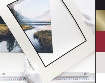 Passepartout with black core, museum-quality passepartout board, with a 45-degree beveled edge, 1.4 mm thick