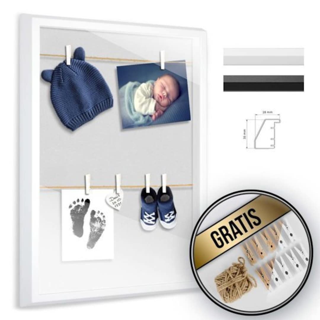 Schnurrahmen Für Fotos 80x120cm - Bilderrahmen Mit Klammern In Weiß