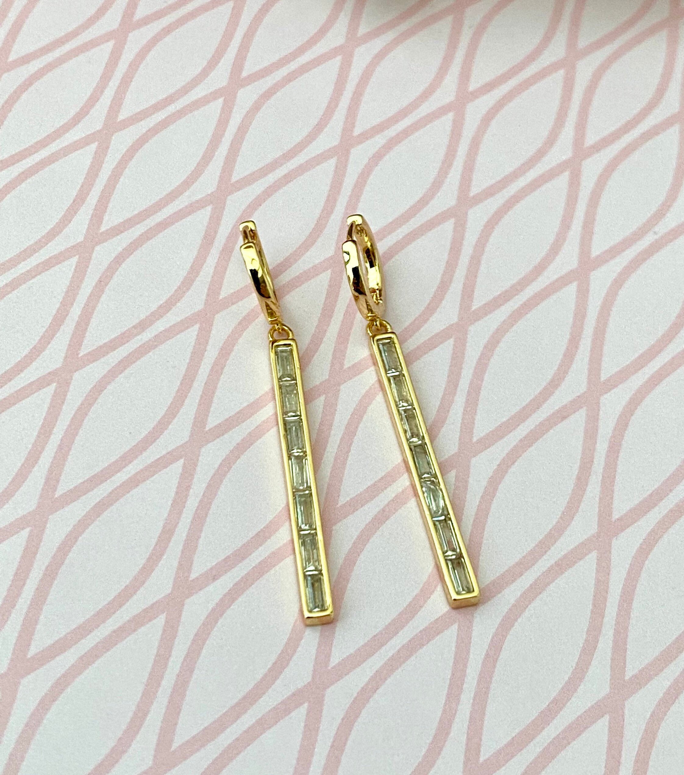 Gold bar drop/dangle earrings. 18k gold filled bar pendant Etsy