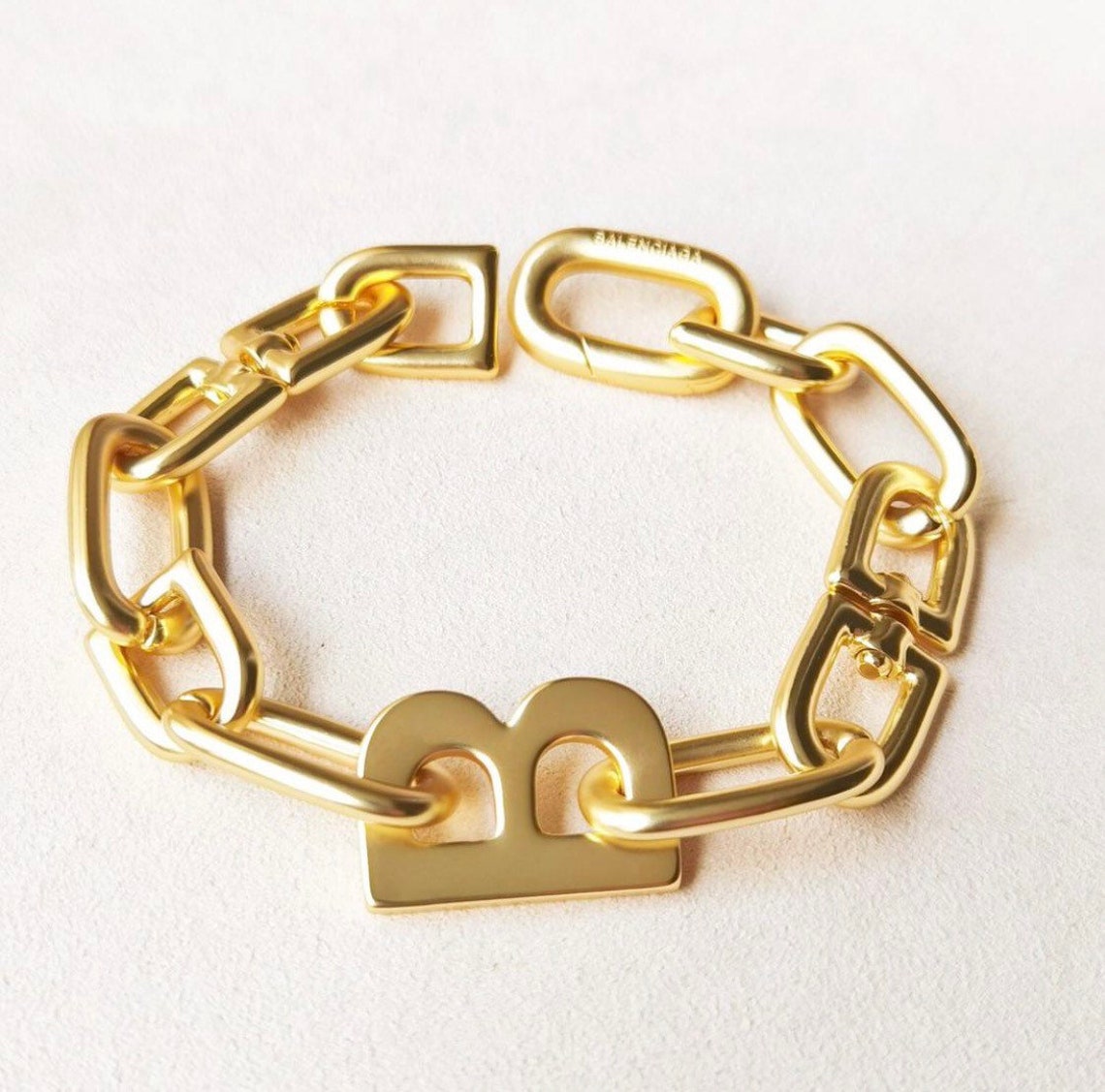 Gold balenciaga B bracelet original braceletclasp link chain | Etsy