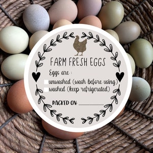 Farm Fresh Chicken Egg Stickers, Egg Carton Labels, Wash & Unwashed Egg Stickers - 2 inch