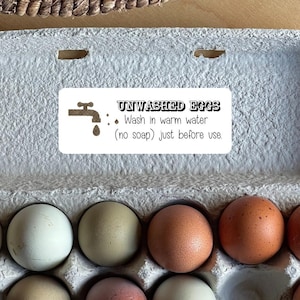 Unwashed Egg Stickers | Wash Eggs Before Use Stickers | Egg Carton Stickers