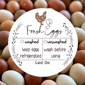 Farm Fresh Chicken Egg Stickers | Egg Laid On, Collected On Date Stickers