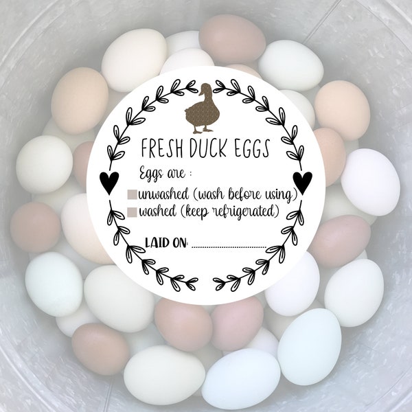 Duck Egg Stickers, Egg Carton Labels, Wash Egg Stickers - 2 inch