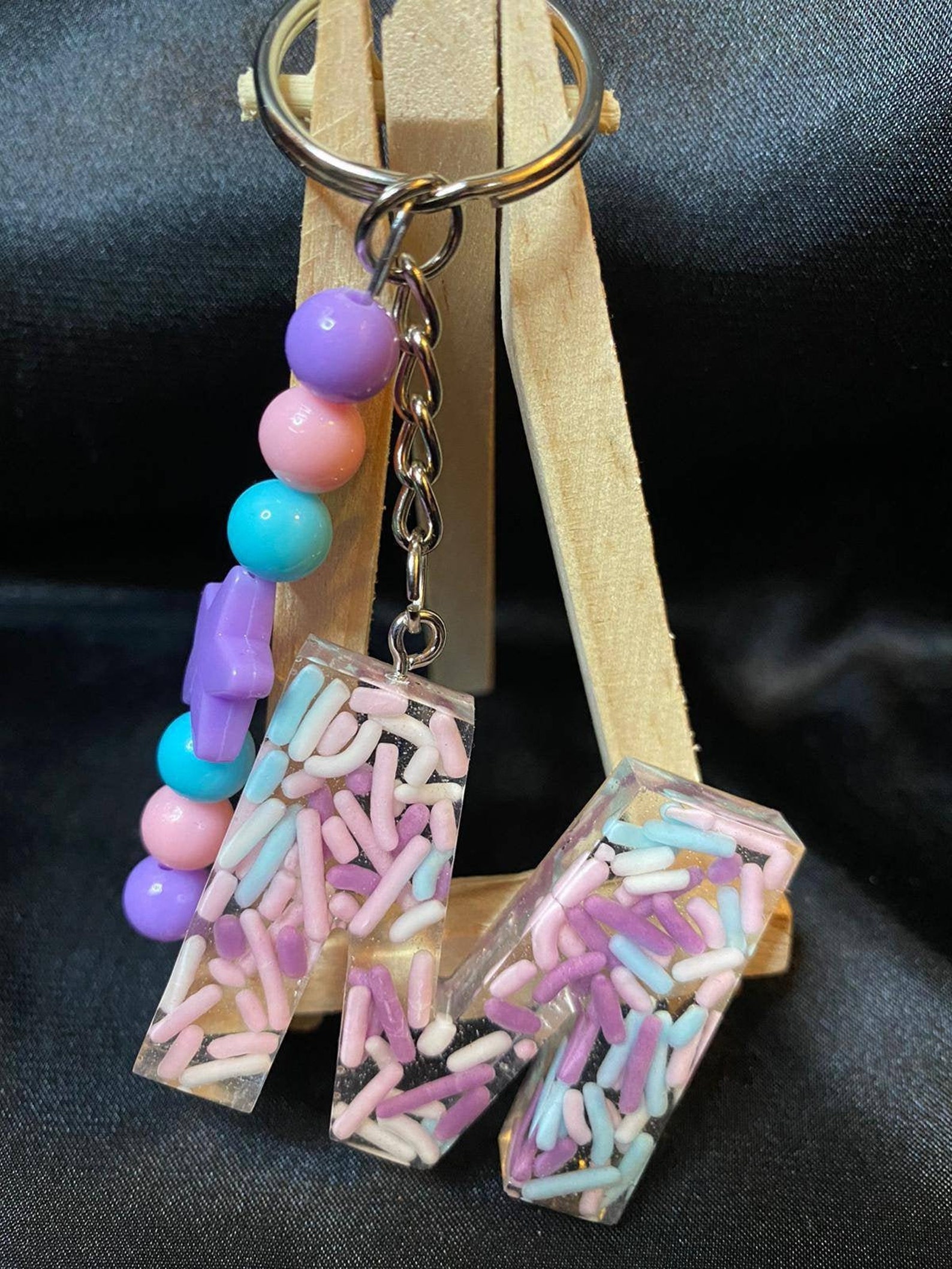 Handmade epoxy resin initial keyring unique quirky gift Etsy