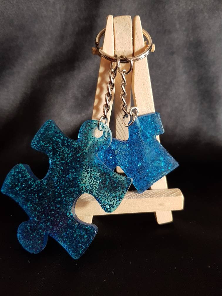 Handmade epoxy resin puzzle piece with scrubs keyring unique Etsy