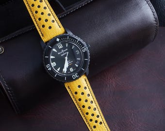 Yellow French Chevre Goatskin Rally Strap Custom All Sizes