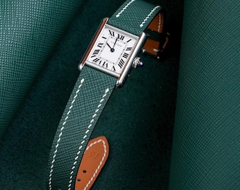 Emerald Green Goatskin Leather Watch Strap Custom All Sizes