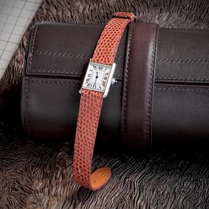 Rostorange Lizard Läderarmband Handgjort Klockarmband i Specialstorlek