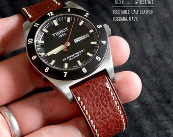 Correa de reloj de piel de becerro hecha a mano, estilo vintage, tamaño personalizado.