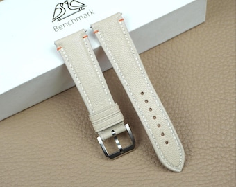 Beige Chevre Goatskin Leather Watch Strap Custom All Sizes Watch Band
