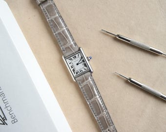 Correa de reloj de piel de cocodrilo hecha a mano