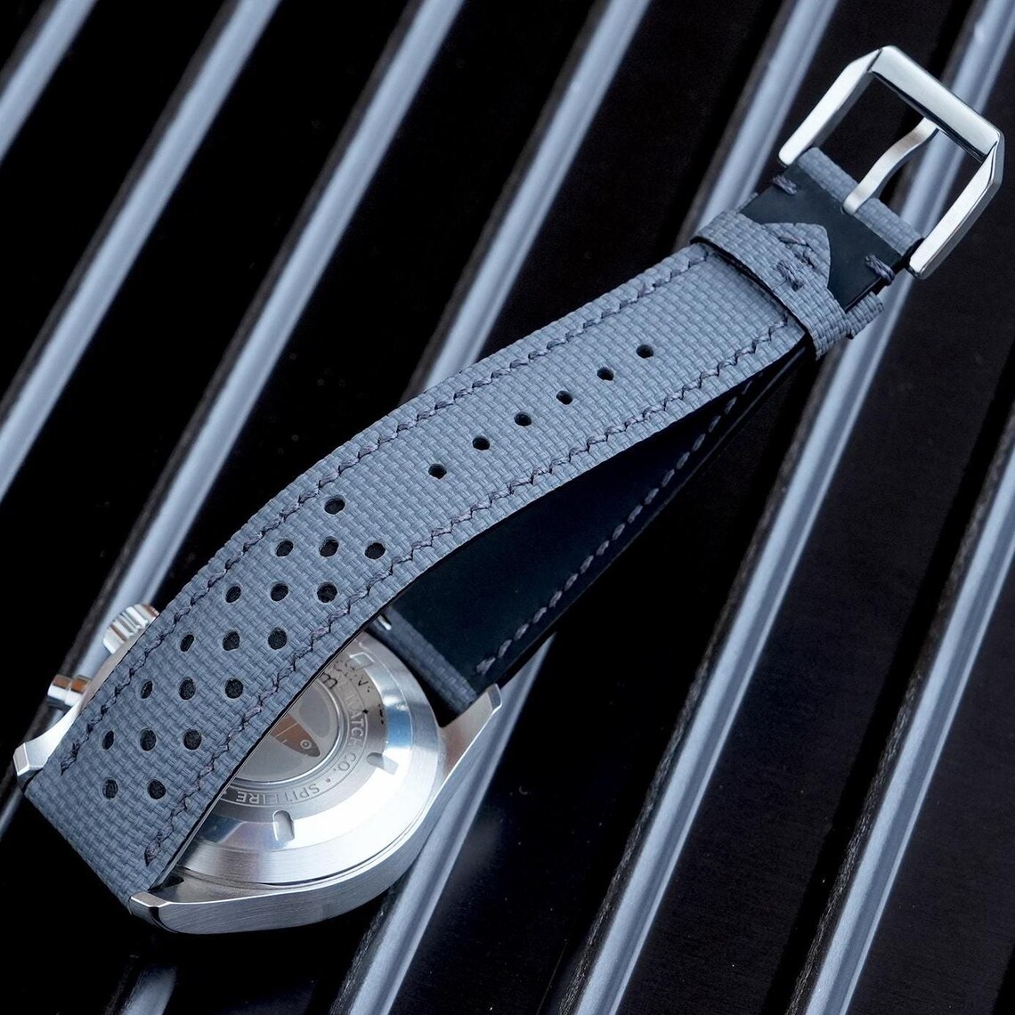 Elephant Gray Flat Sailcloth Rally Watch Strap for IWC Custom Handmade ...